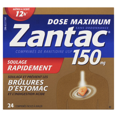 Zantac Maximum Strength 150 mg Tablets Blister 24 EA