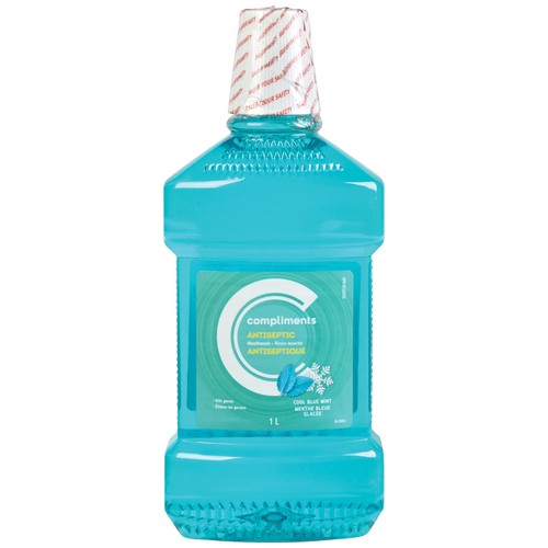 Compliments Antiseptic Mouthwash Cool Blue Mint 1 L