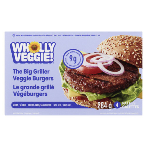 Wholly Veggie Frozen Vegan The Big Griller Veggie Burgers 284 g