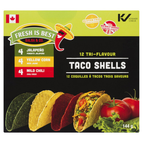Fresh is Best Gluten-Free Tri-Flavour Taco Shells 144 g