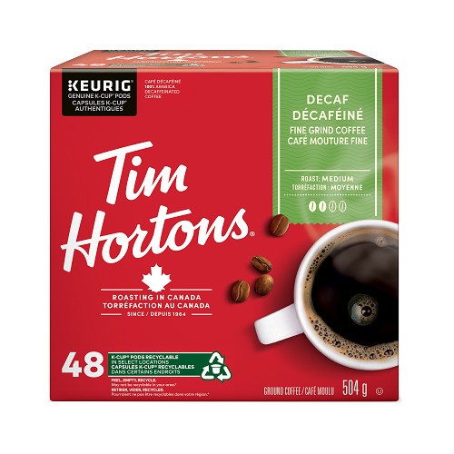 Tim Hortons Coffee Pods Decaf Single Serve K-Cups 48 EA