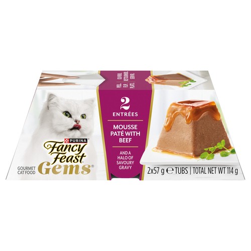 Fancy Feast Gems Wet Cat Food Mousse Paté With Beef 2 x 57 g