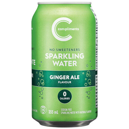 Compliments Sparkling Water Ginger Ale 355 ml (can)