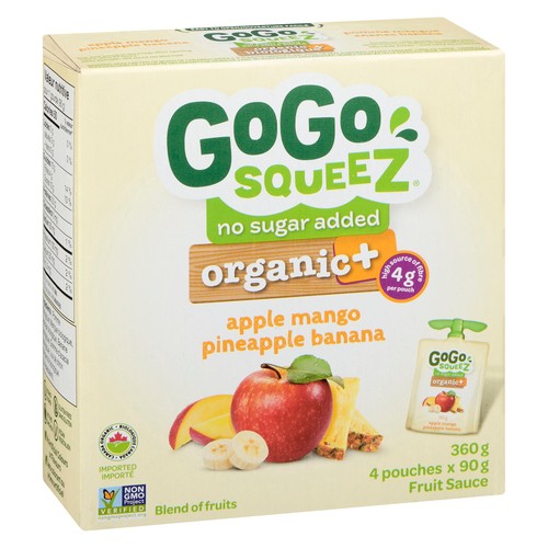Gogo Squeez Organic Sauce Apple Mango Pineapple Banana 4 x 90 g