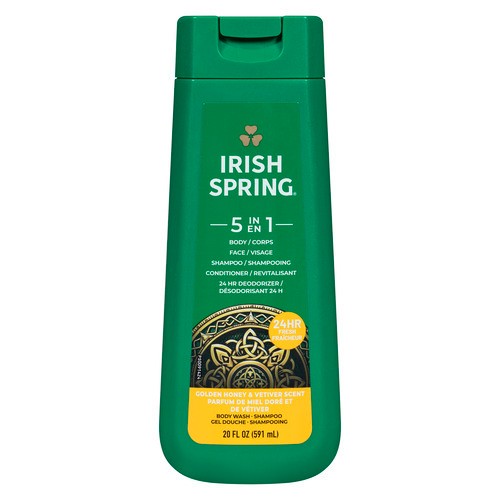 Irish Spring Body Wash + Shampoo 5 in 1 Golden Honey & Vetiver Scent 591 ml