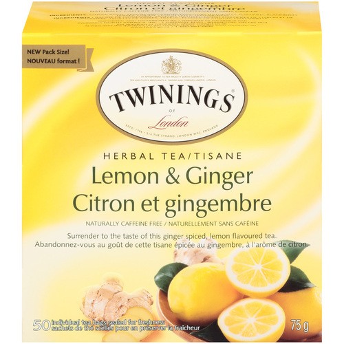 Twinings Of London Herbal Tea Lemon & Ginger 50 Tea Bags