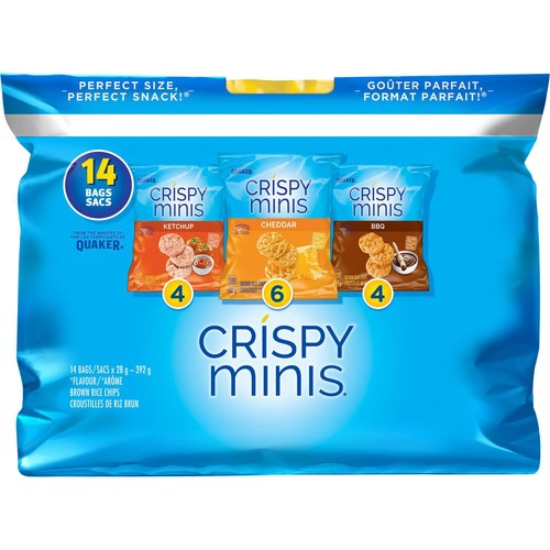 Quaker Crispy Minis Multipack Ketchup Cheddar & BBQ 392 g