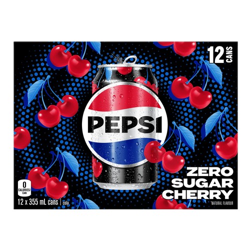 Pepsi Zero Sugar Soft Drink Wild Cherry 12 x 355 ml (cans)