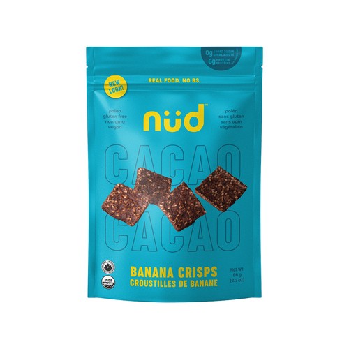 Nud Organic Vegan & Gluten-Free Banana Crisps Cacao 66 g