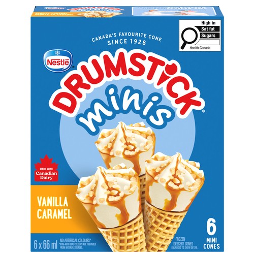 Nestlé Drumstick Frozen Dessert Cones Vanilla Caramel 6 x 66 ml