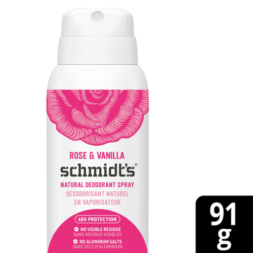 Schmidt's Natural Deodorant Spray For Women And Men Rose & Vanilla 91 g