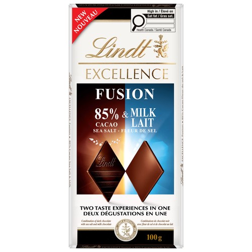 Lindt Excellence Chocolate Bar Fusion 85% Sea Salt Milk 100 g