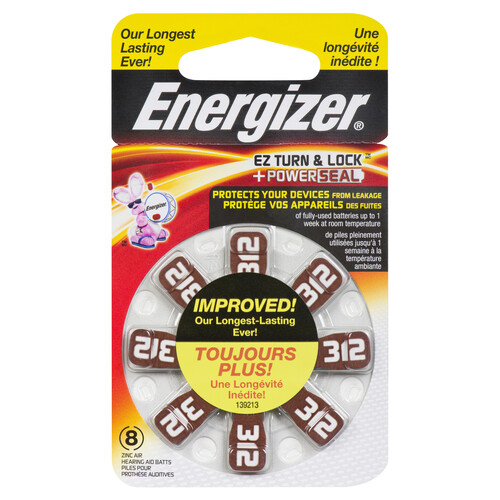 Energizer Size 312 Hearing Aid Batteries 8 EA