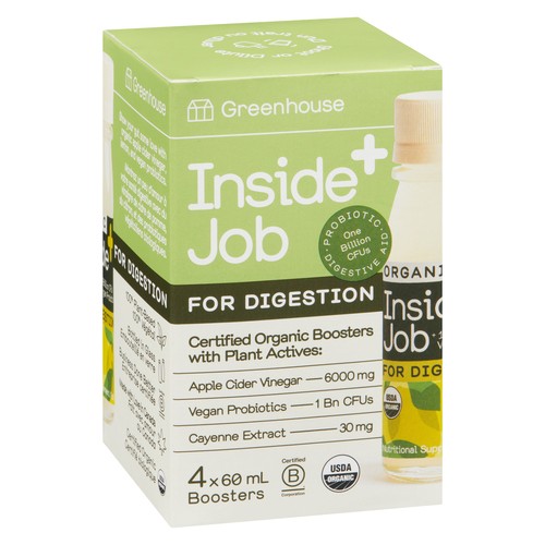 Greenhouse Organic Juice Boosters Inside Job 4 x 60 ml (bottles)