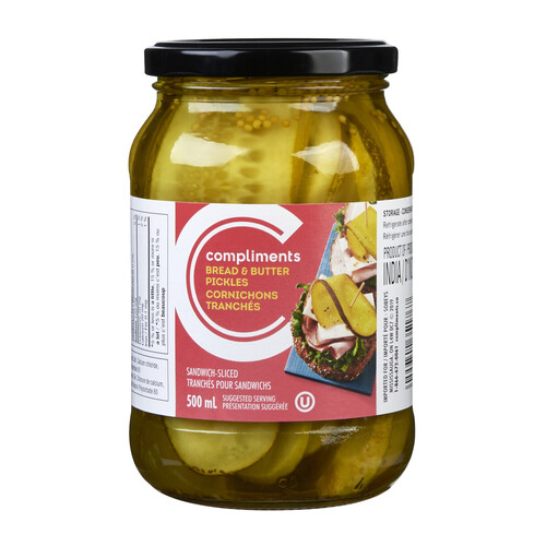 Compliments Sliced Pickles Bread & Butter 500 ml