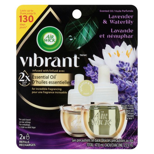 Air Wick Air Freshener Vibrant Scented Oil Refills Lavender & Waterlily 2 x 24 ml