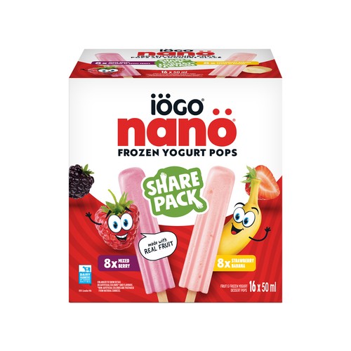 IOGO Ice Cream Mixed Berry & Strawberry Banana Variety 16 x 50 ml