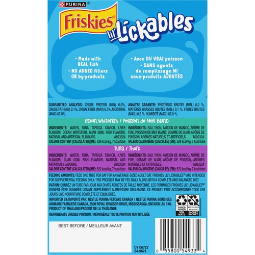 Friskies Lil' Lickables Cat Treats Tuna & Ocean Whitefish Variety Pack 14 x 10 g