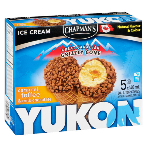 Chapman's Ice Cream Cones Yukon Caramel Toffee 5 x 140 ml