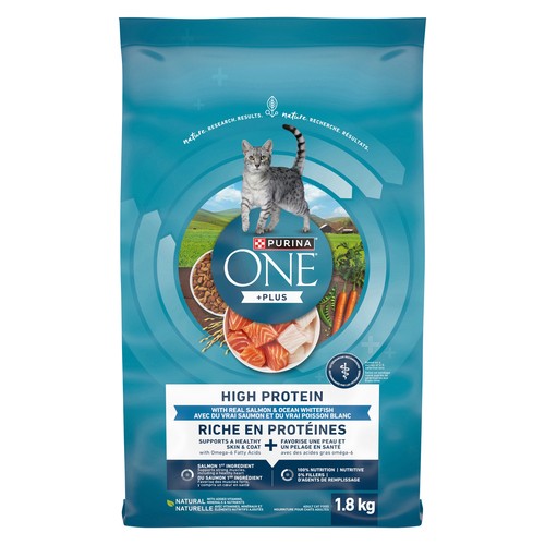 Purina One +Plus Dry Cat Food High Protein Salmon & Ocean Whitefish 1.8 kg