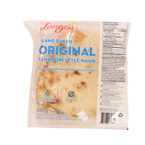 Longo's Original Tandoori Style Naan 500 g (frozen)