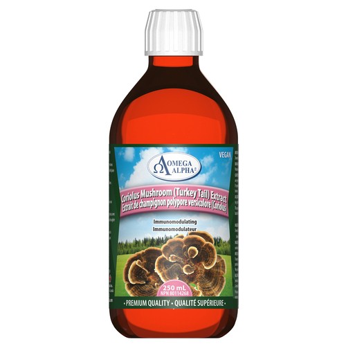 Omega Alpha Mushroom Extract  (Turkey Tail) Coriolus 250 ml