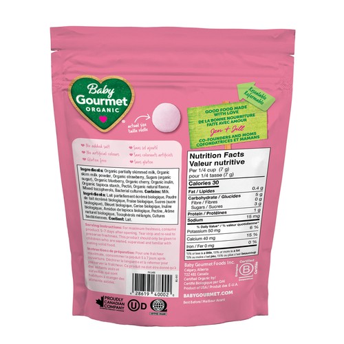 Baby Gourmet Melties Organic Smoothie Melts Mixed Berry & Yogurt 23 g