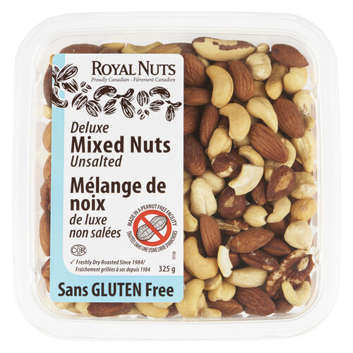 Royal Nuts Gluten-Free Mixed Nuts Deluxe Dry Roasted Unsalted 325 g
