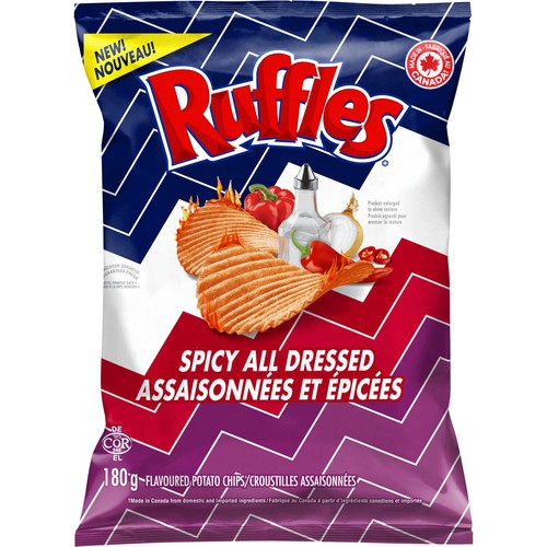 Ruffles Spicy Potato Chips All Dressed Flavoured 180 g