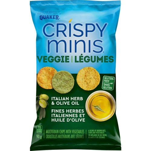 Quaker Crispy Minis Gluten-Free Veggie Chips Italian Herb & Olive Oil 90 g