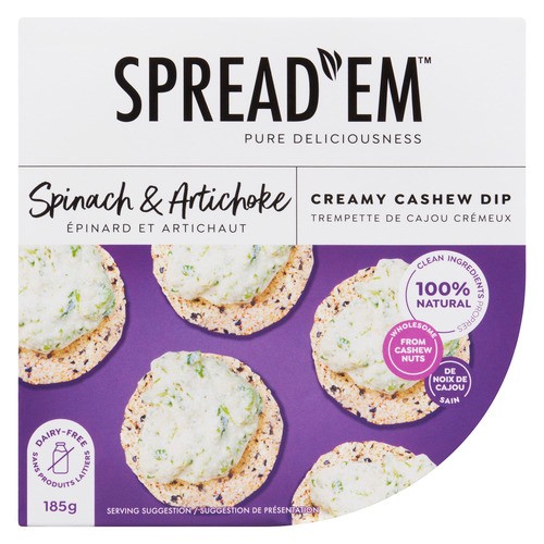 Spread'em Kitchen Dairy-Free Creamy Cashew Dip Spinach & Artichoke 185 g