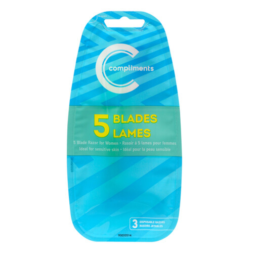 Compliments Women's Disposable Razors 5 Blade 3 Pack