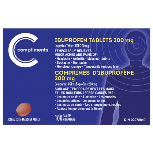 Compliments 200 mg Tablets Ibuprofen 100 Count