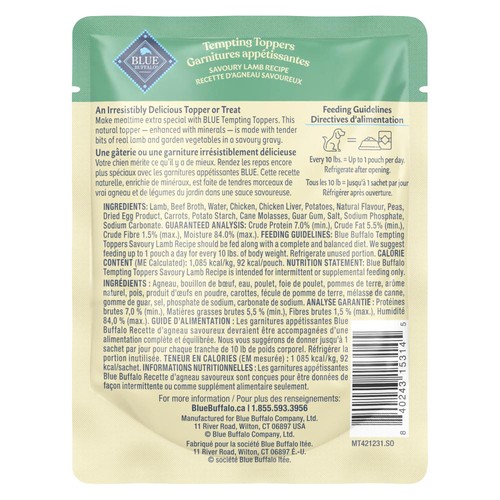 Blue Buffalo Tempting Toppers Dry Dog Food Savoury Lamb Recipe 85 g