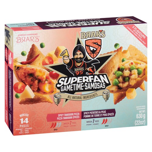 Brar's Frozen Samosas Superfan Gametime Spicy Tandoori Pizza 630 g
