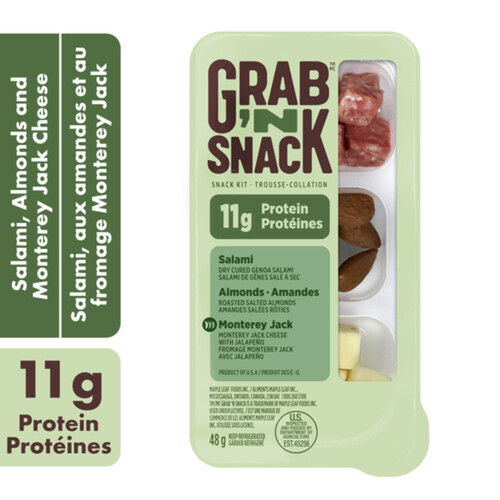 Grab'N Snack Snack Kit Salami Almonds Monterey Jack Cheese 96 g