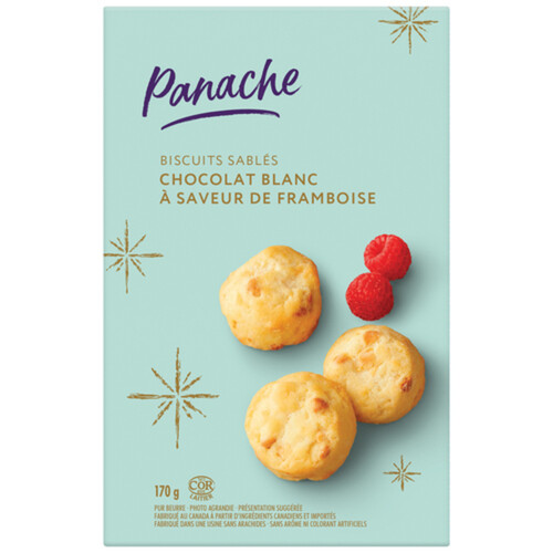 Panache White Chocolate Shortbread Cookies Raspberry 170 g