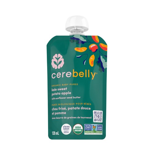 Cerebelly Canada Organic Baby Puree Kale Sweet Potato Apple 128 ml