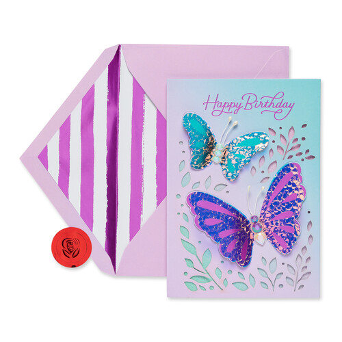Carlton Card Premium Birthday Card Butterflies 1 Count