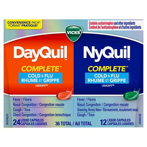 Vicks DayQuil & Nyquil Complete Cold & Flu Liquid Caps 36 EA