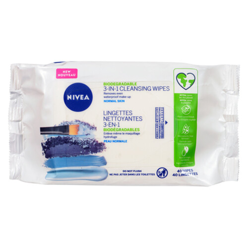 Nivea Biodegradable 3 In 1 Cleansing Wipes 40 Count