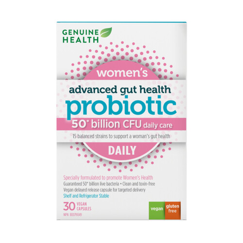 Genuine Health Advanced Gut Health Women's Daily Probiotic Capsules 30 Count