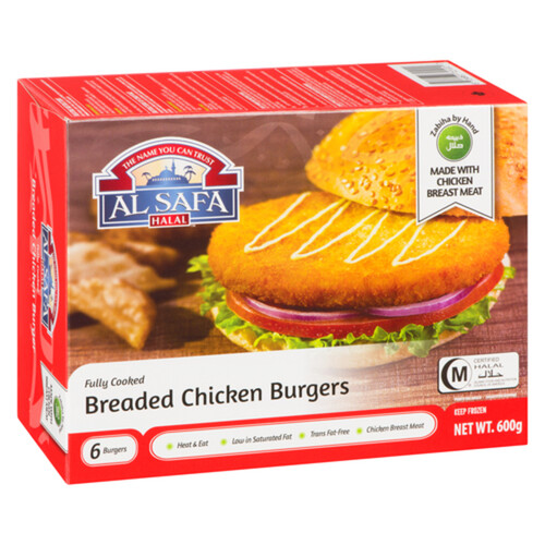 Al Safa Halal Frozen Breaded Chicken Burgers 600 g