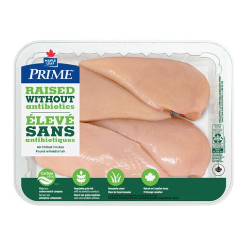 Prime Boneless Skinless Chicken Breasts Raised Without Antibiotics 4 pieces