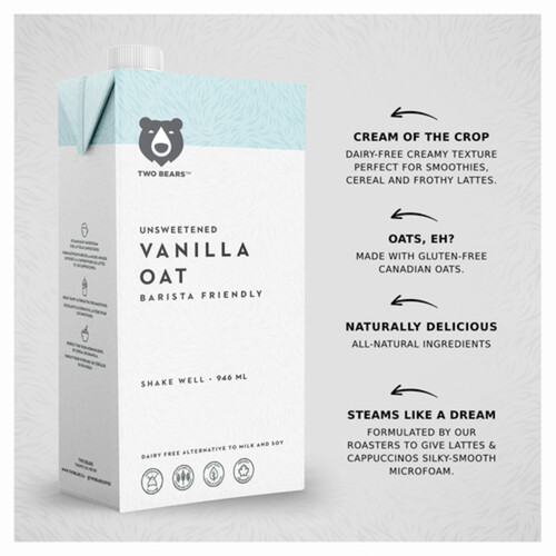 Two Bears Oat Milk Unsweetened Vanilla 946 ml