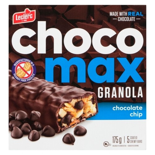 Leclerc Chocomax Nut Free Granola Bar Chocolate Chip 175 g