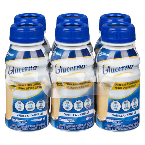 Glucerna Meal Replacement Supplement Bottle Vanilla 6 x 237 ml
