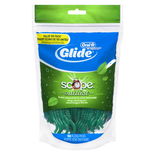 Oral-B Glide Complete Floss Picks Long Lasting Mint 150 Count