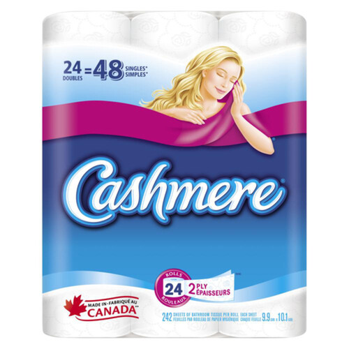 Cashmere Toilet Paper 2-Ply 24 Double Rolls x 242 Sheets 