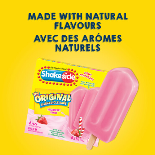 Popsicle Original Shakesicle Bars Frozen Dairy Strawberry 6 x 60 ml